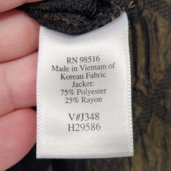 NWT Coldwater Creek Petite Green Mandarin Diamond Buttoned Jacket Women's PXL - Picture 3 of 10